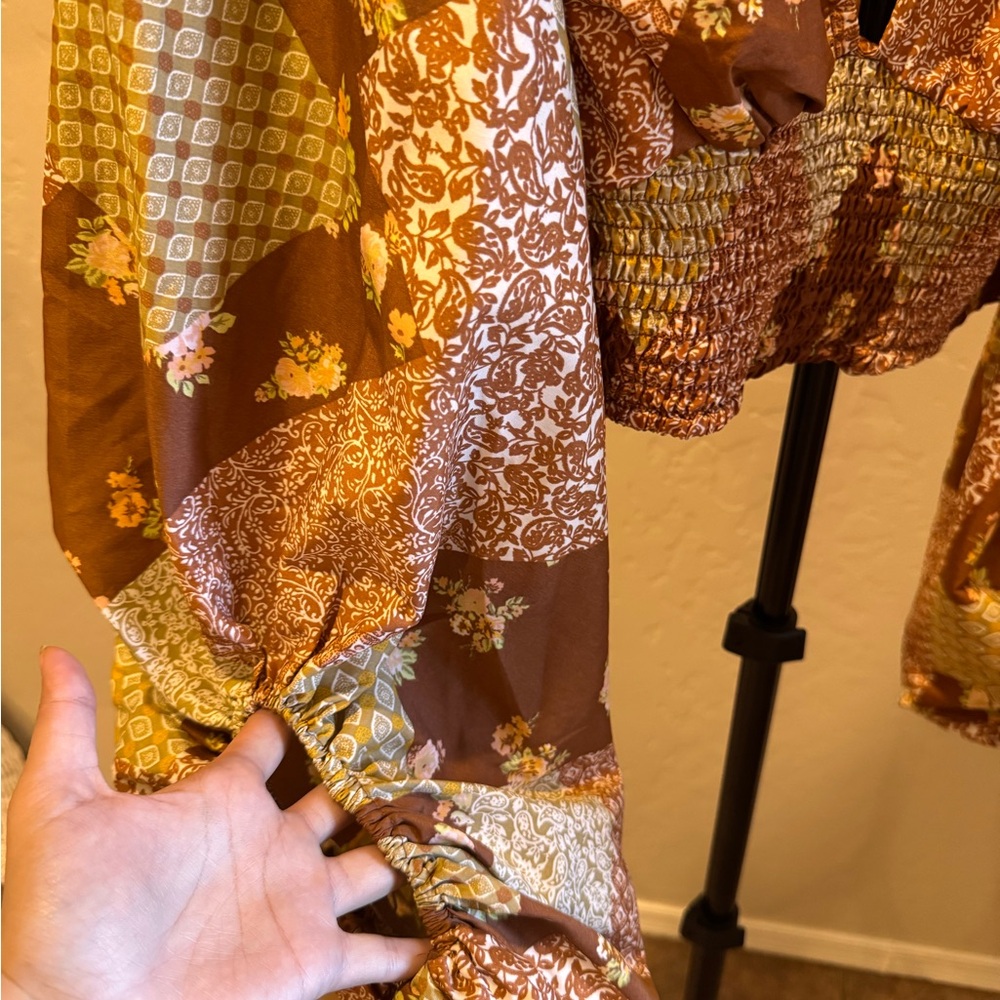 Live 4 Truth Patchwork Blouse - Brown and Cream - image 4